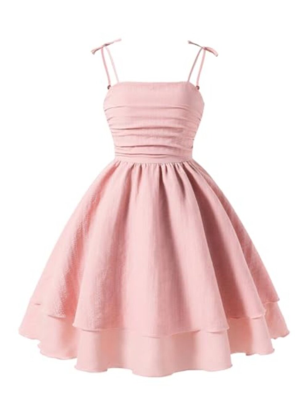 Girls Tie Knot Spaghetti Strap Smocked Midi Sun Dress Cotton Blend Sleeveless